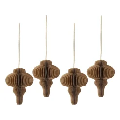 Christmas Decorations^Scandi Living Spira baubles 4-pack, Natural Beige