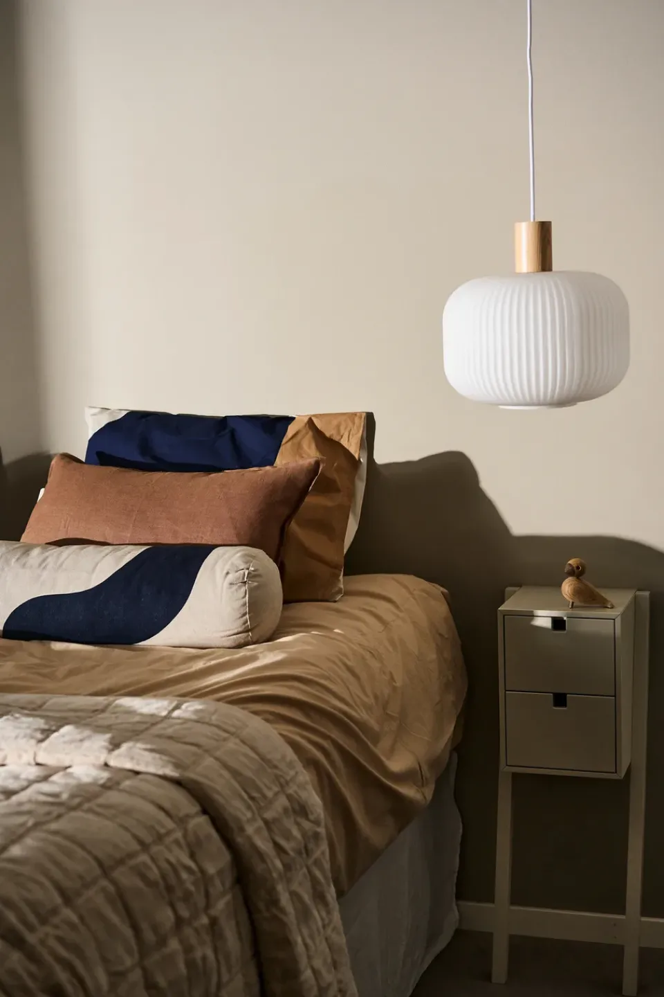 Bedside Tables^1898 Square bed- and hall way shelf, Sand Beige