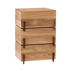 Boxes & Jars^Kristina Dam Studio Stack storage box, Oak, 3 pieces, dark oiled walnut legs Beige