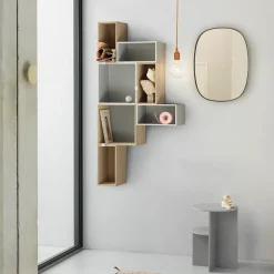 New Muuto Stacked 2.0 shelving with back plate, small, oak Brown