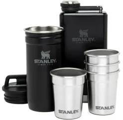 Hot Stanley Flask & 4 Shot glasses, Stainless steel-matte black