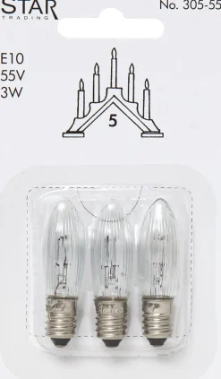 Other Lighting Accessories|Light Bulbs^Star Trading replacement lamps E10 3-pack, 305-55 (5-armad) Transparent