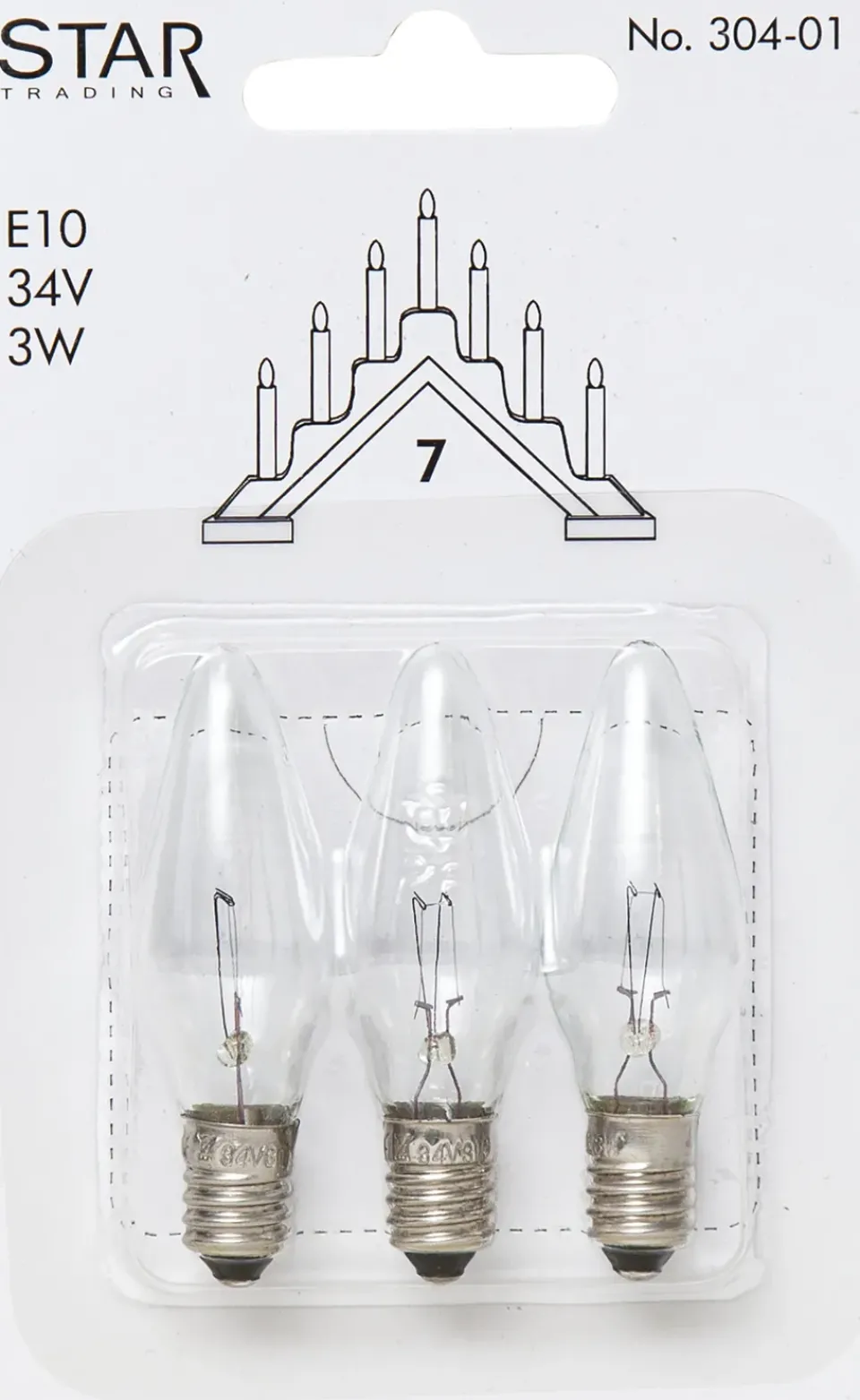 Light Bulbs^Star Trading replacement lamps E10 3-pack, 304-01 (7-armad) Transparent