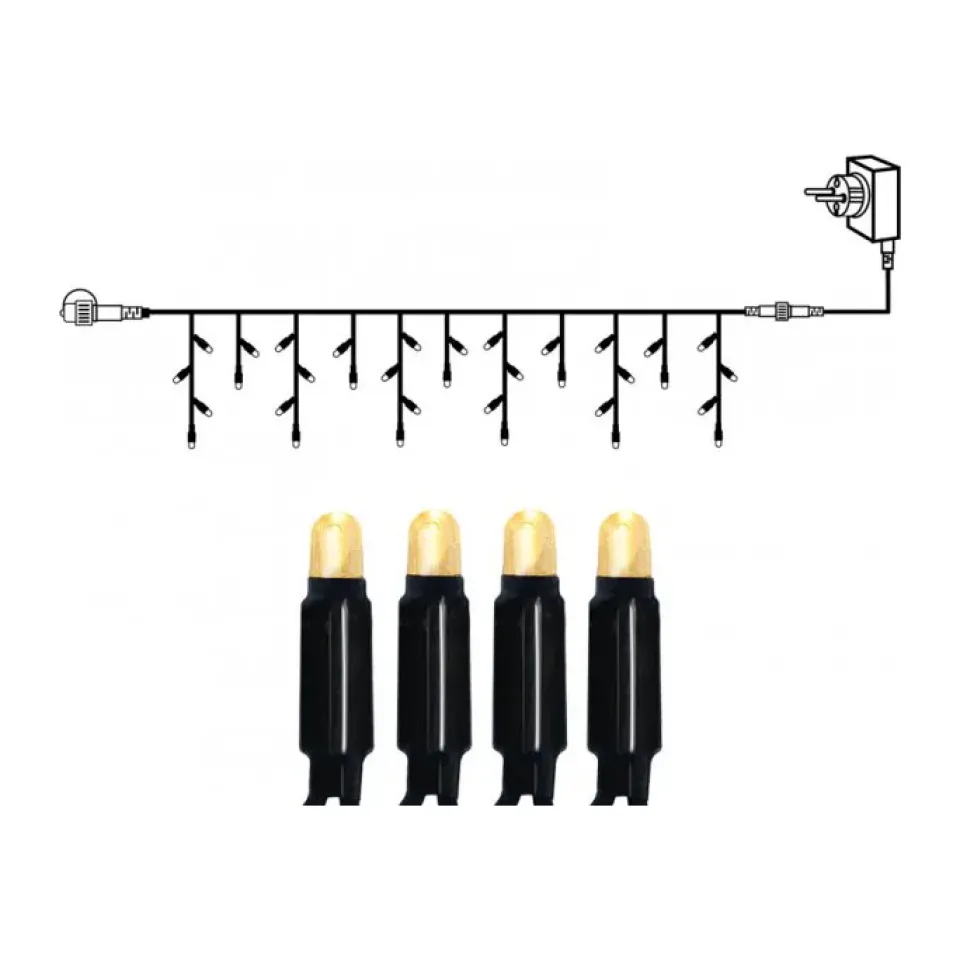 Best Star Trading Start System 24 icicle lights string 300x40 cm, Black
