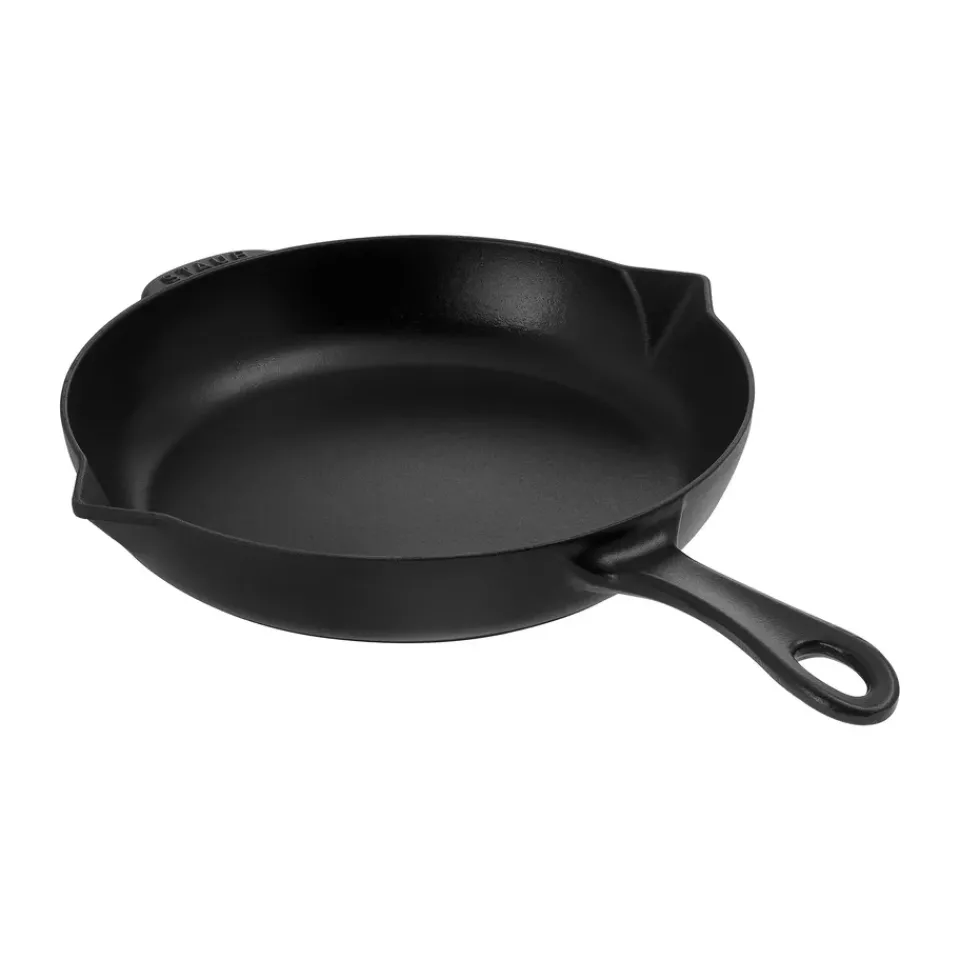 New STAUB cast iron frying pan with pouring spout Ø26 cm, Black