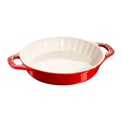 Round Flat Oven & Flan Dishes^STAUB Ceramic pie dish Ø24 cm, Cherry Red