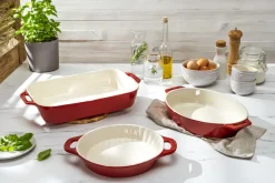 Round Flat Oven & Flan Dishes^STAUB Ceramic pie dish Ø24 cm, Cherry Red