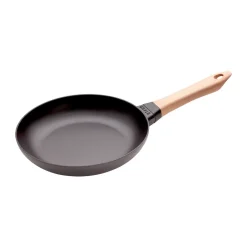Cast Iron Pans^STAUB frying pan cast iron light wood handle, Ø24 cm Black