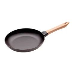 Best STAUB frying pan cast iron light wood handle, Ø26 cm Black