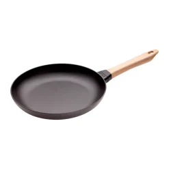 Cast Iron Pans^STAUB frying pan cast iron light wood handle, Ø28 cm Black