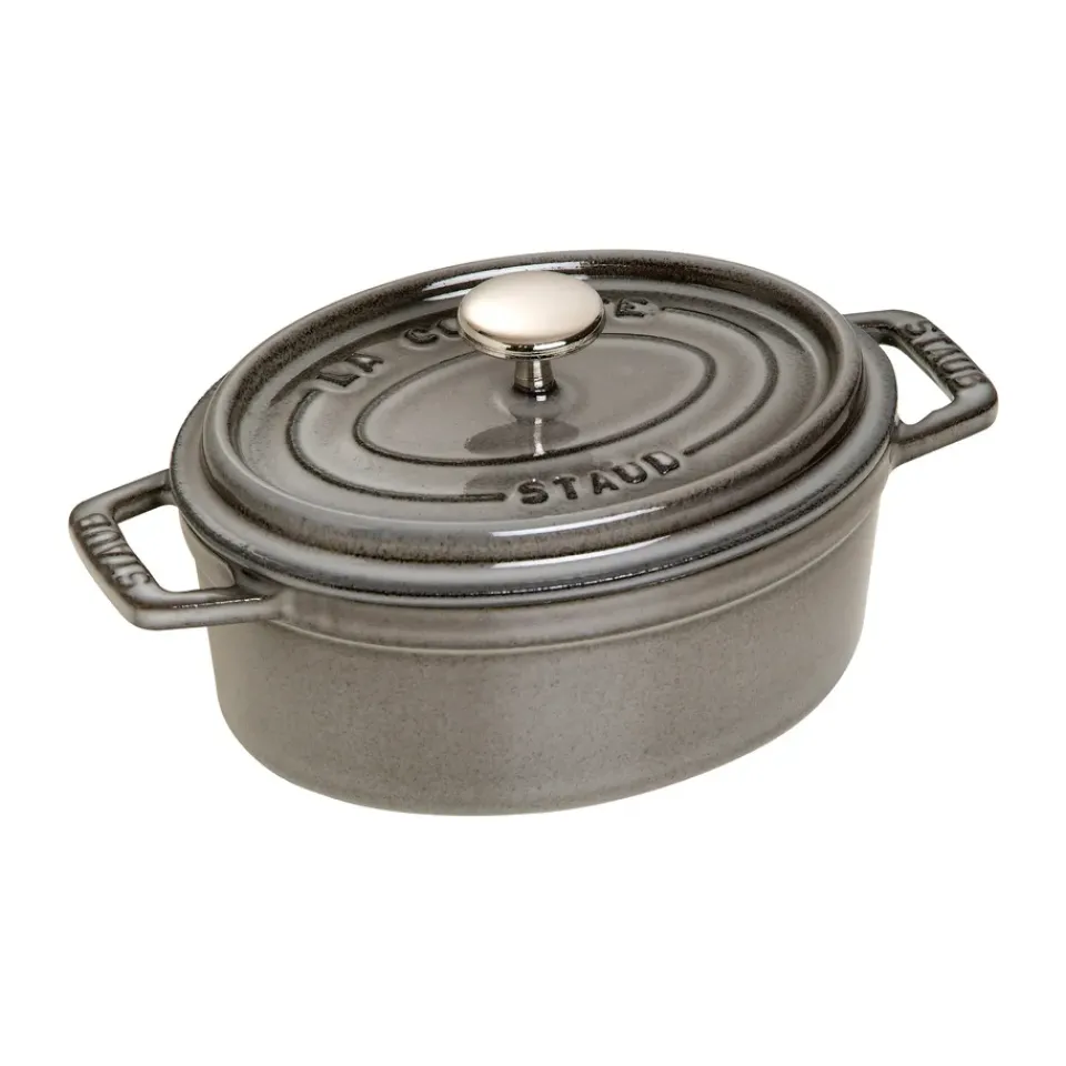 Hot STAUB La Cocotte oval cast iron pot 0.6 L, Graphite gray Grey