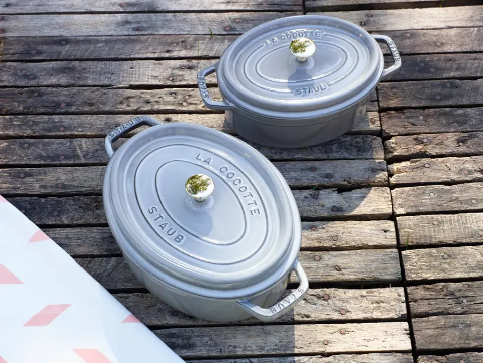 Hot STAUB La Cocotte oval cast iron pot 0.6 L, Graphite gray Grey