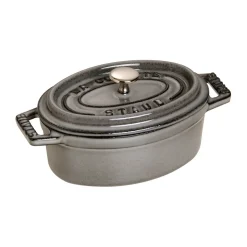 Cast Iron Casserole Pots|Cooking Pots & Casserole Dishes^STAUB La Cocotte oval mini casserole cast iron 0.25 L, Graphite gray Grey