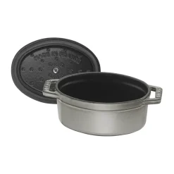 Cast Iron Casserole Pots|Cooking Pots & Casserole Dishes^STAUB La Cocotte oval mini casserole cast iron 0.25 L, Graphite gray Grey