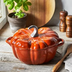 Cast Iron Casserole Pots^STAUB La Cocotte pumpkin cocotte 3.45 L, Cinnamon Orange