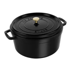 Best STAUB La Cocotte round casserole cast iron 12.6 L, Black