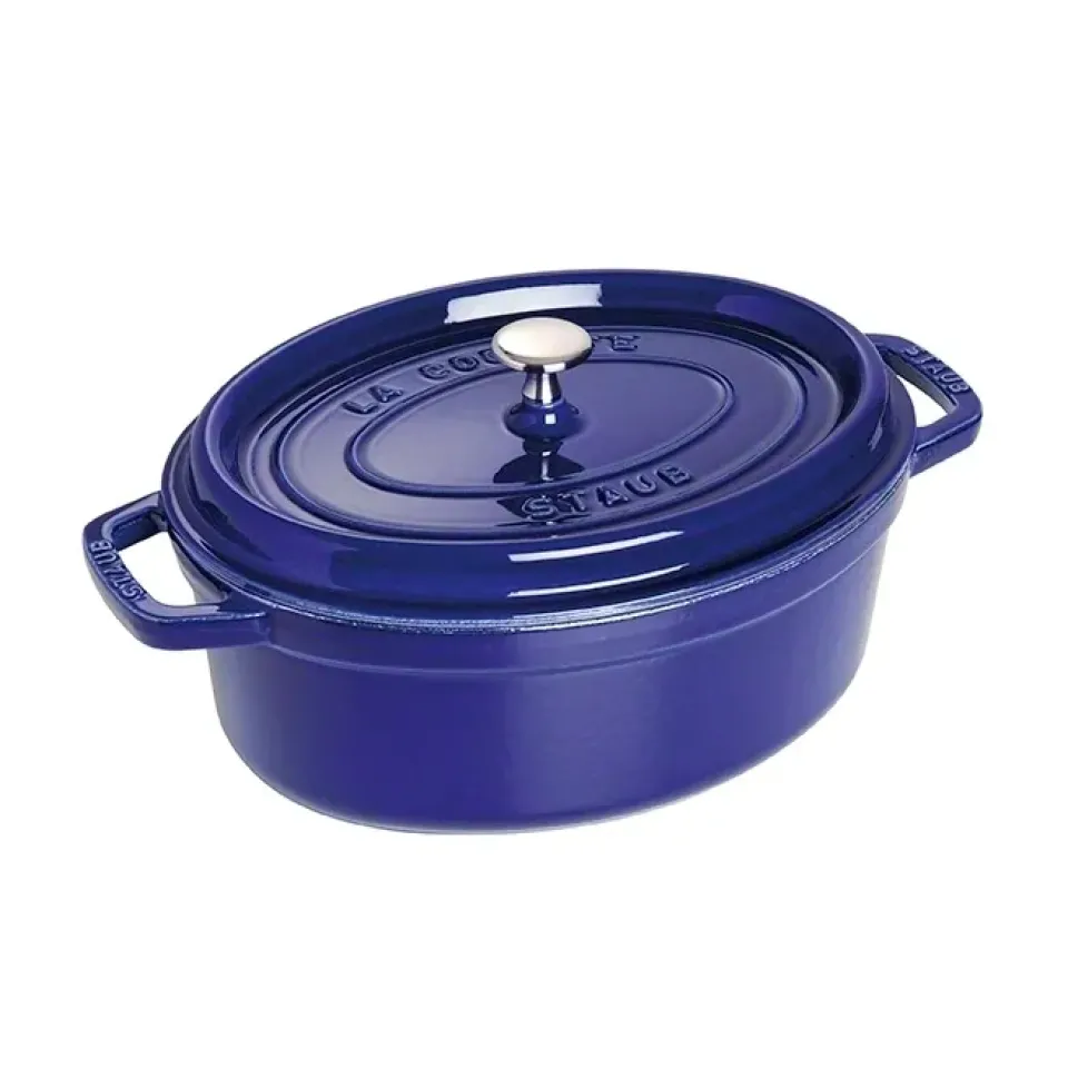 Clearance STAUB oval casserole dish. Three layers of enamel 4.2 l, dark Blue