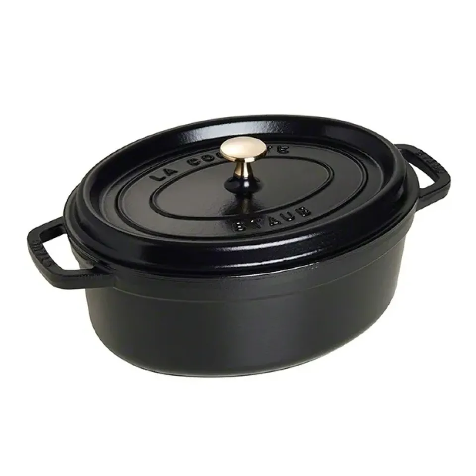Cast Iron Casserole Pots^STAUB oval casserole dish 4.2 l, Black