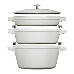 Best STAUB Pot & saucepan set stackable 5 pieces, truffle White
