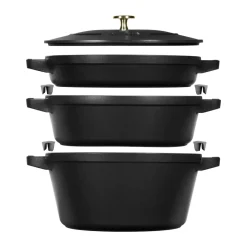 Saucepan Sets|Saucepans^STAUB Pot & saucepan set stackable 5 pieces, Black