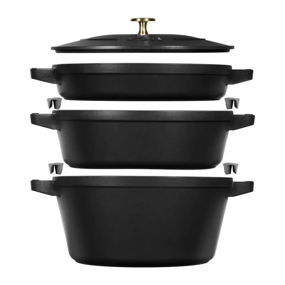 Saucepan Sets|Saucepans^STAUB Pot & saucepan set stackable 5 pieces, Black