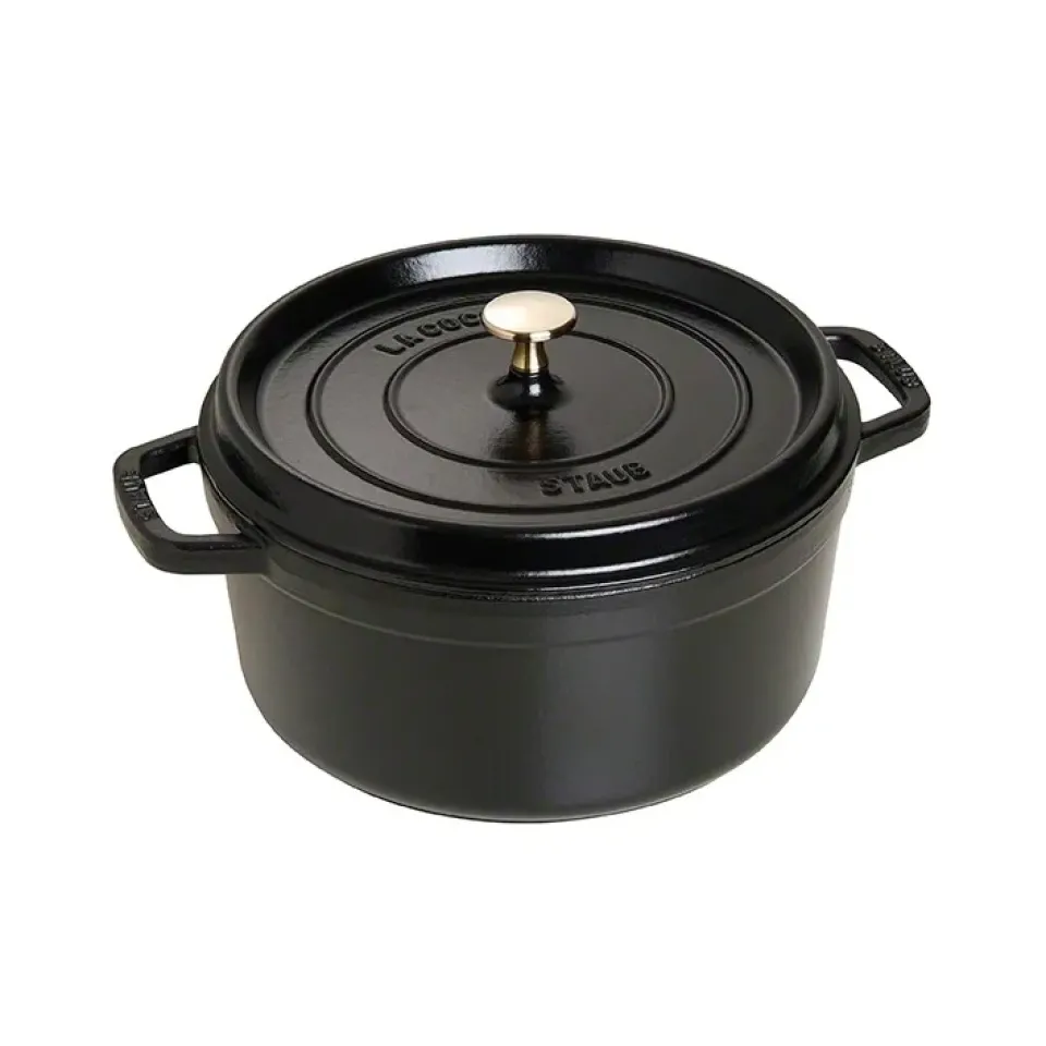 New STAUB round casserole dish 5.2 l, Black
