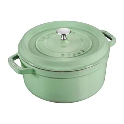Cast Iron Casserole Pots^STAUB round casserole dish 3.8 l, Salvia Green