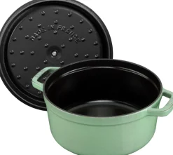 Cast Iron Casserole Pots^STAUB round casserole dish 3.8 l, Salvia Green