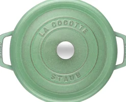 Cast Iron Casserole Pots^STAUB round casserole dish 3.8 l, Salvia Green