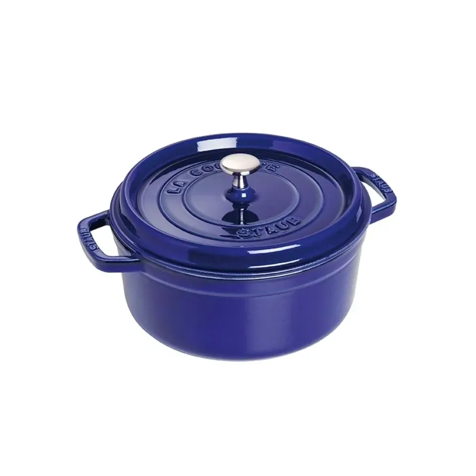 Clearance STAUB round casserole dish. Three layers of enamel 3.8 l, Dark Blue