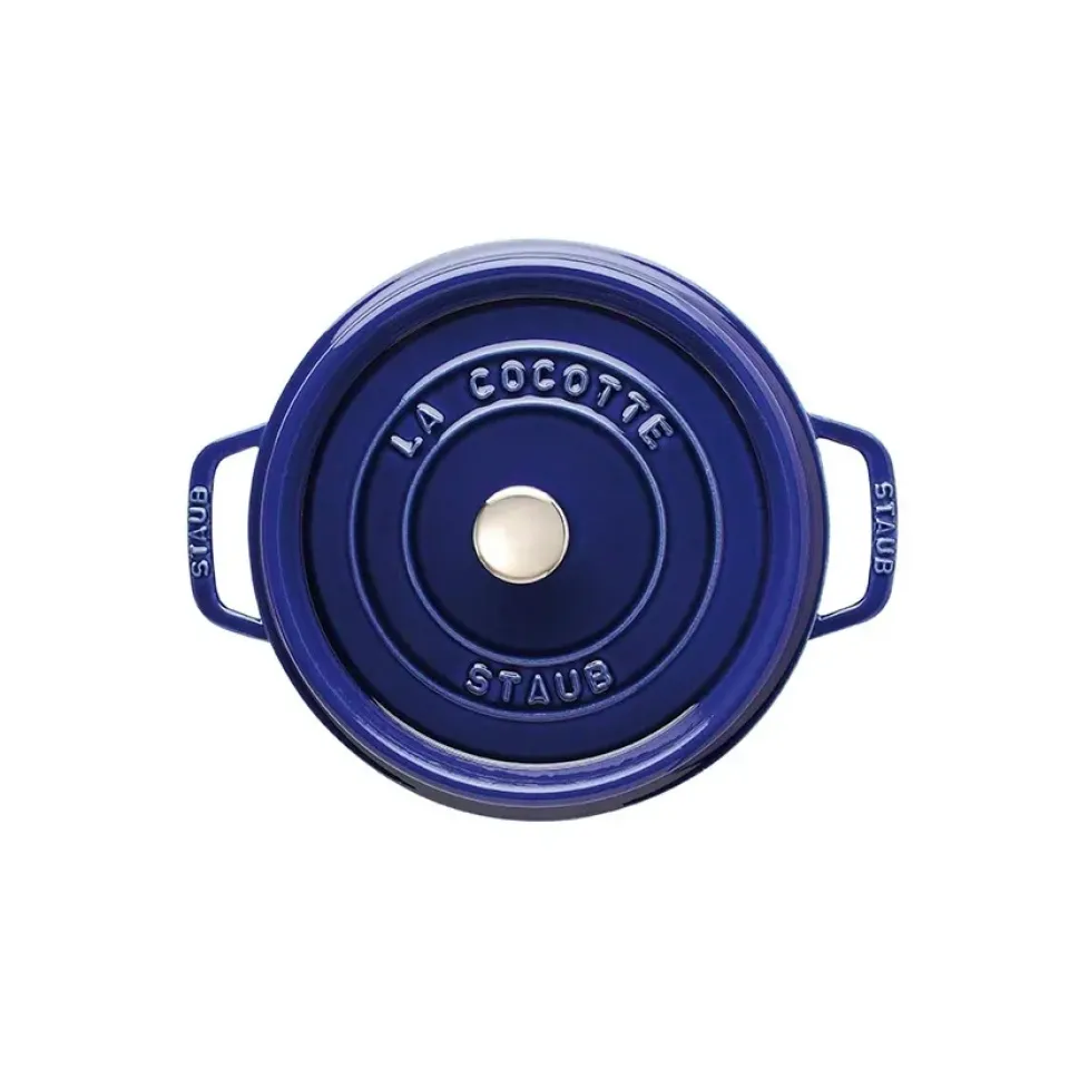Clearance STAUB round casserole dish. Three layers of enamel 3.8 l, Dark Blue