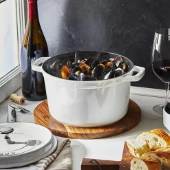Sale STAUB round casserole dish high 4.8 L, Truffle White