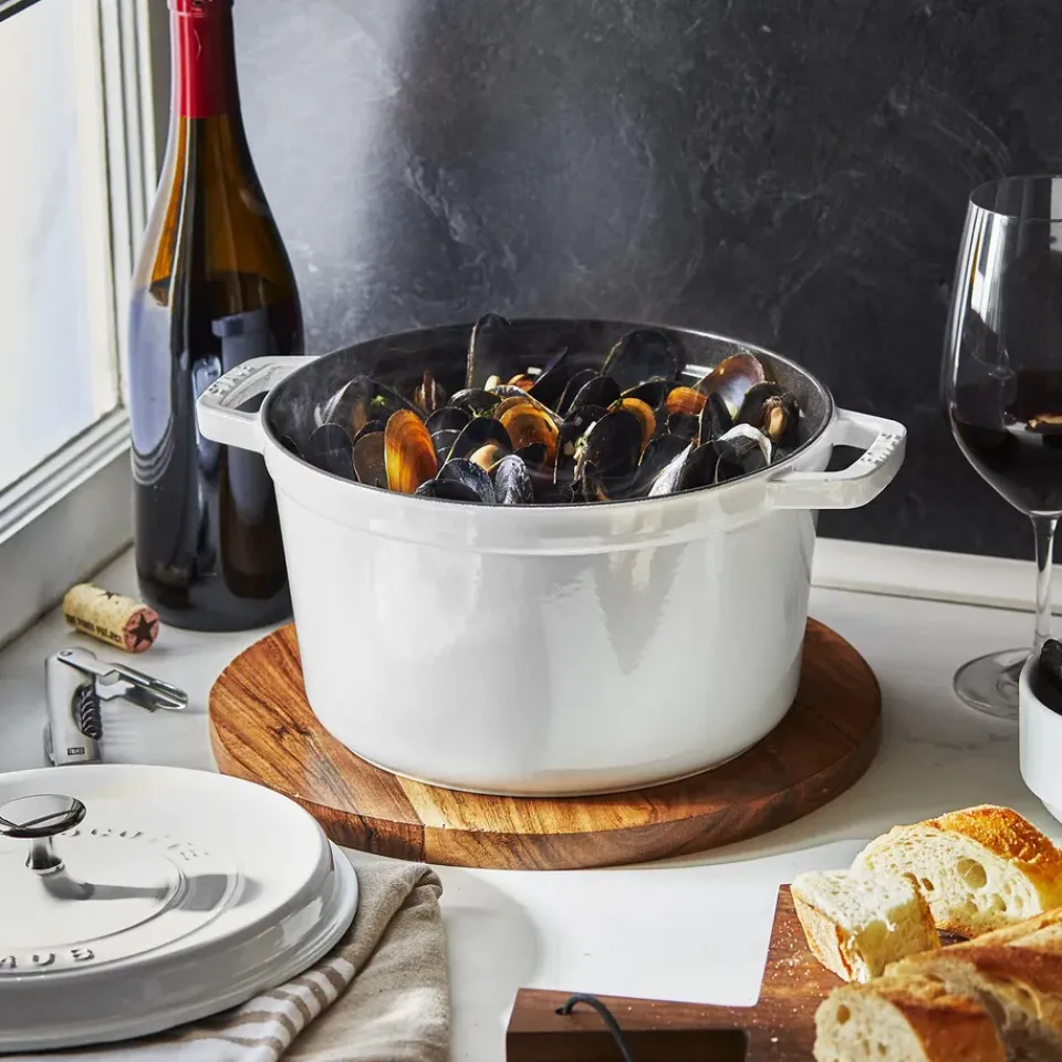 Sale STAUB round casserole dish high 4.8 L, Truffle White