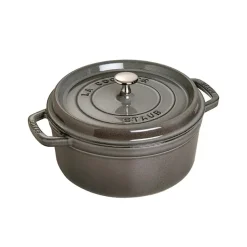 Cast Iron Casserole Pots^STAUB round casserole dish 5.2 l, Grey