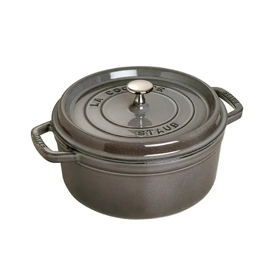 Cast Iron Casserole Pots^STAUB round casserole dish 5.2 l, Grey