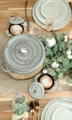 Cast Iron Casserole Pots^STAUB round casserole dish 5.2 l, Grey