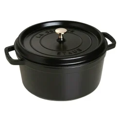 Cast Iron Casserole Pots^STAUB round casserole dish 6.7 l, Black