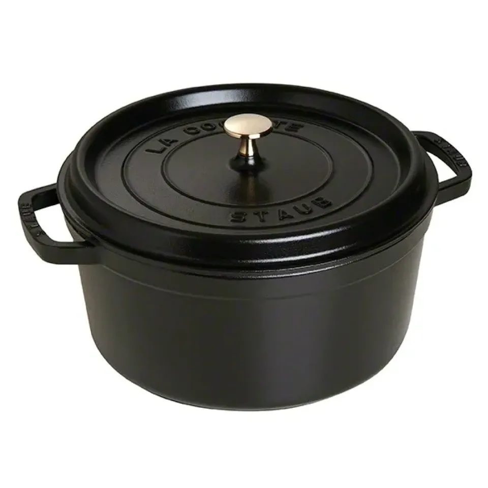 Cast Iron Casserole Pots^STAUB round casserole dish 6.7 l, Black