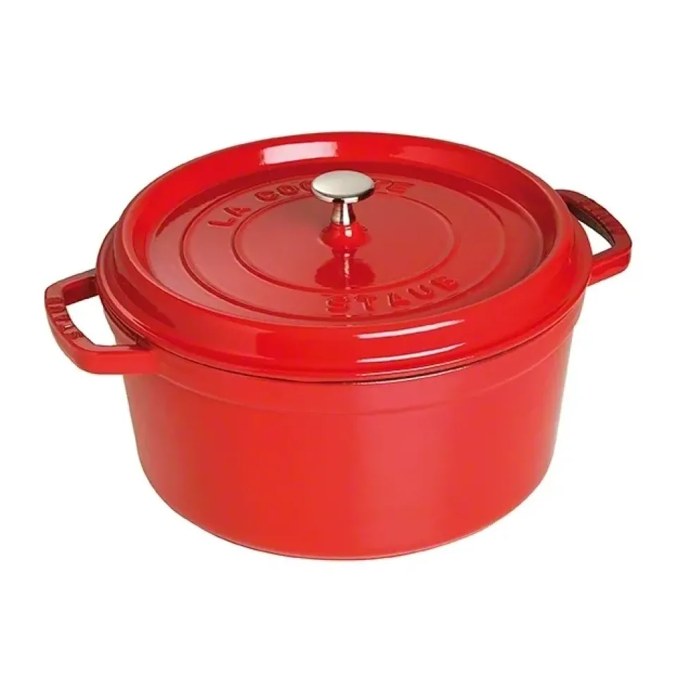 Cast Iron Casserole Pots^STAUB round casserole dish 6.7 l, Red