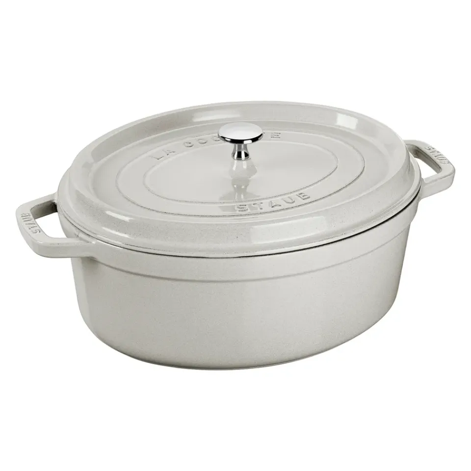 Cast Iron Casserole Pots^STAUB Truffle casserole oval, 4.2 l White