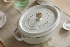 Cast Iron Casserole Pots^STAUB Truffle casserole oval, 4.2 l White