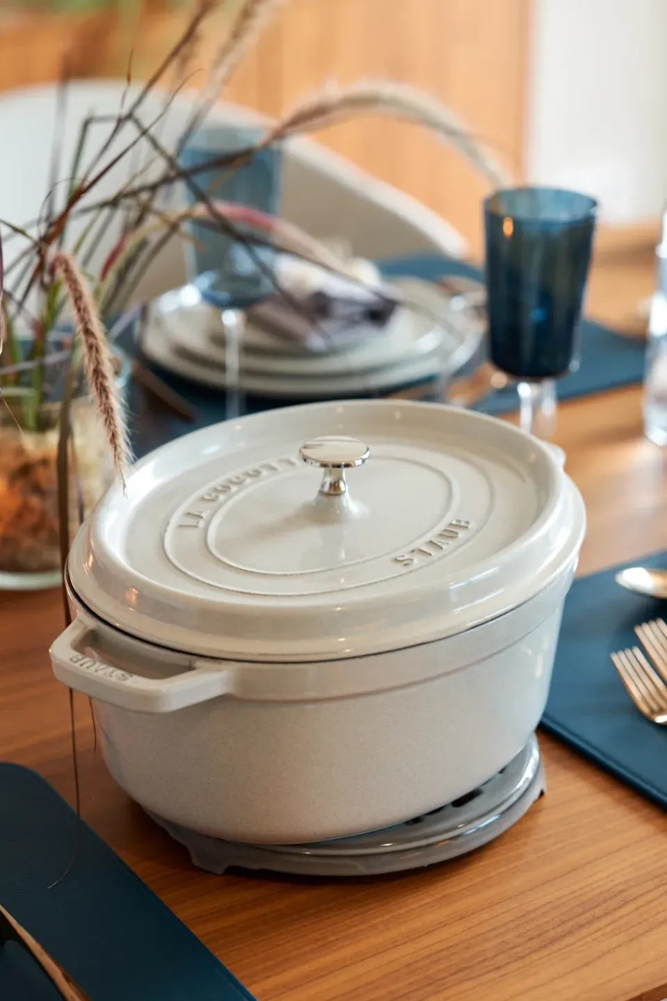 Best STAUB Truffle casserole oval, 5.5 l White