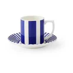Glögg & Mulled Wine Mugs|Espresso Cups^Spode Steccato espresso cup 8 cl and saucer Ø11 cm, Blue-white BlueWhite