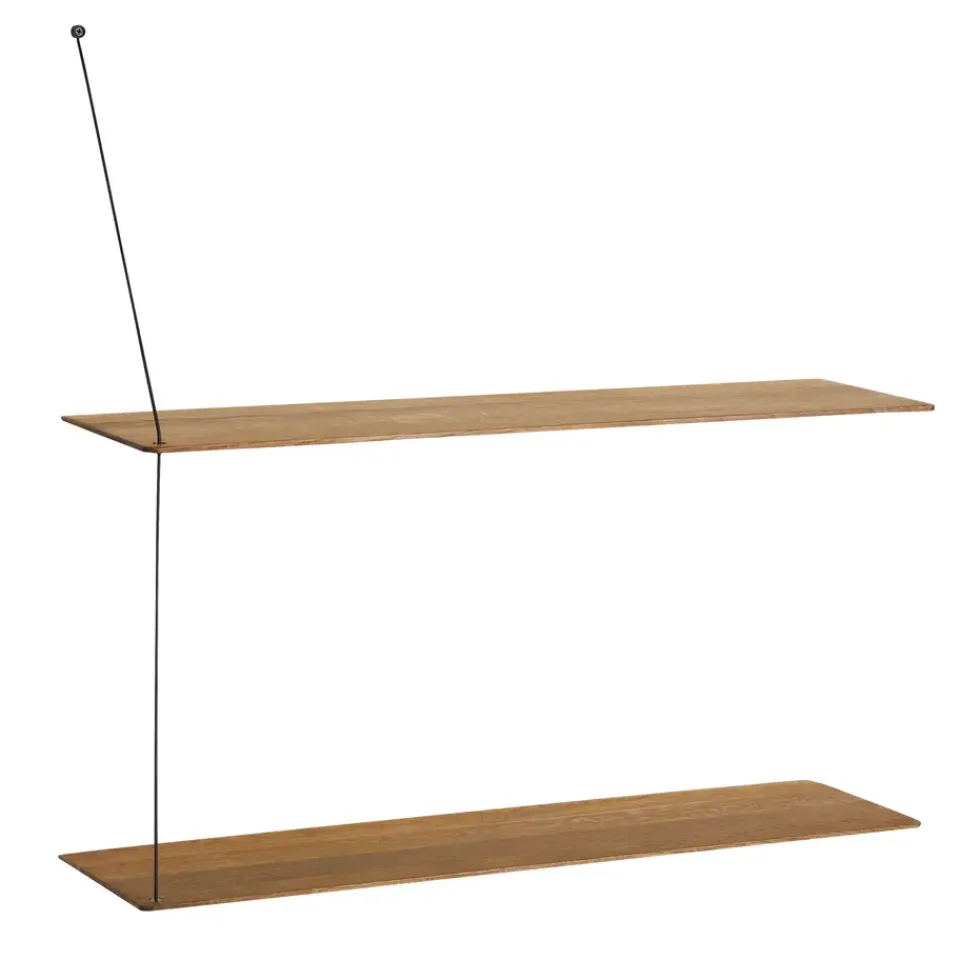 Clearance Woud Stedge wall shelf 80 cm, Smoked oak Brown