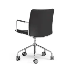 Office Chairs^Swedese Stella office chair can be raised/lowered with tilt, Leather elmosoft 99999 , chrome stand, flexible back Black