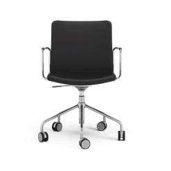 Office Chairs^Swedese Stella office chair can be raised/lowered with tilt, Leather elmosoft 99999 , chrome stand, flexible back Black