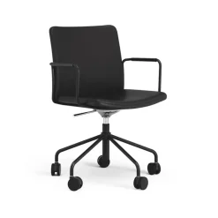 Sale Swedese Stella office chair can be raised/lowered with tilt, Leather elmosoft 99999 , stand, flexible back Black