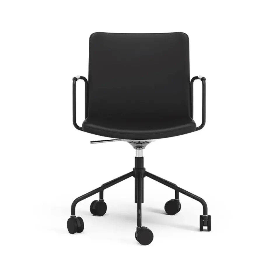 Sale Swedese Stella office chair can be raised/lowered with tilt, Leather elmosoft 99999 , stand, flexible back Black