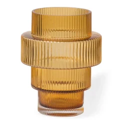 Candle Holders^POLSPOTTEN Steps tealight holder 12 cm, Ochre BrownOrange
