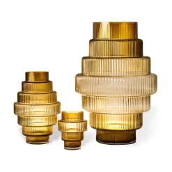 Candle Holders^POLSPOTTEN Steps tealight holder 12 cm, Ochre BrownOrange